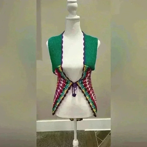 Unban Mango Mandala knitted hippy festival vibe vest size Medium multi color - Picture 2 of 9